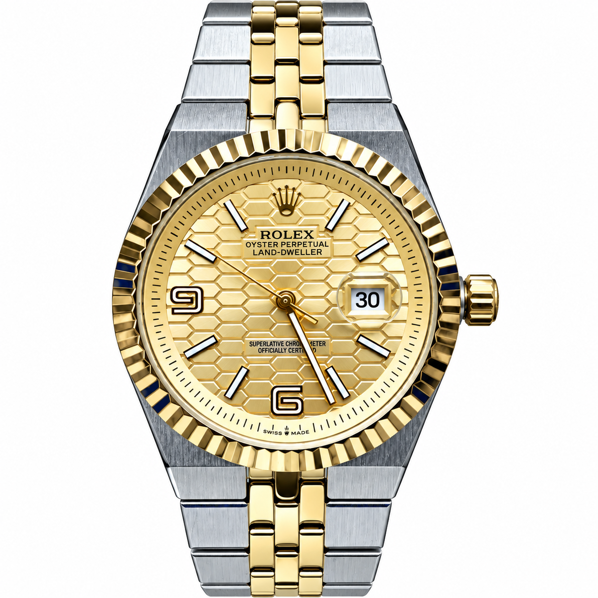 Rolex Date-Just Men's Fluted Bezel Watch with Textured Dial and Metal Bracelet