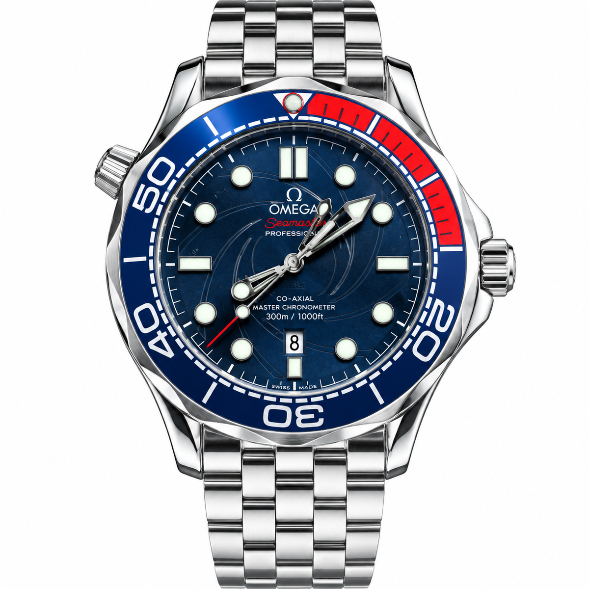 Luxury-style men's dive watch with black dial and red-black bezel