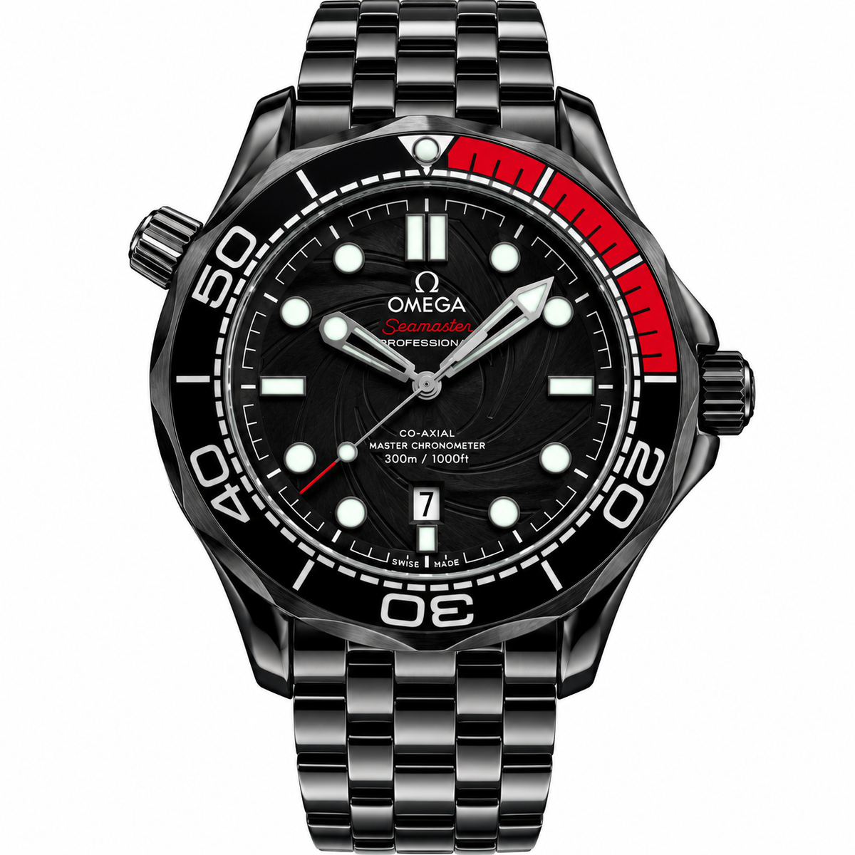 Luxury-style men's white dial two-tone dive watch