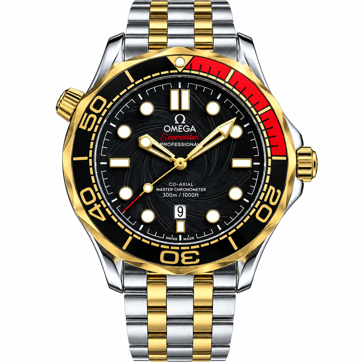 Luxury-style men's blue dive watch with metal bracelet
