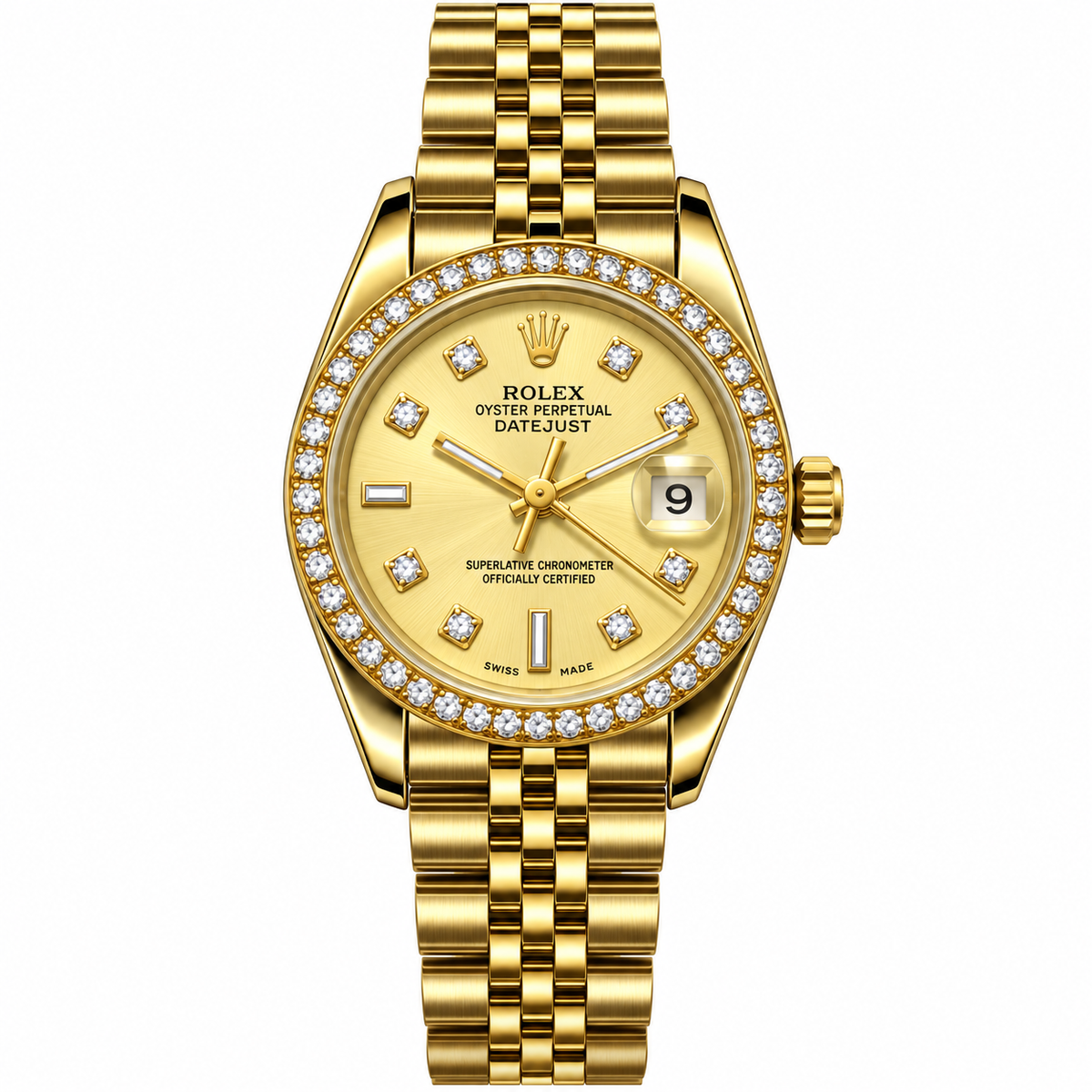 Rolex Luxury  Diamond Datejust Style Watch – Jubilee Bracelet For Women
