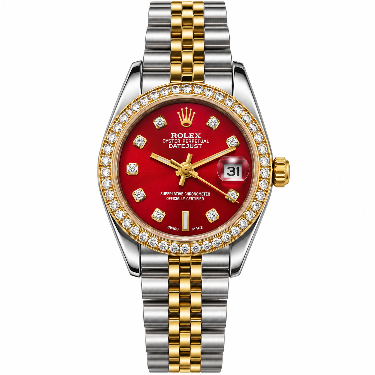 Rolex Luxury  Diamond Datejust Style Watch – Jubilee Bracelet For Women