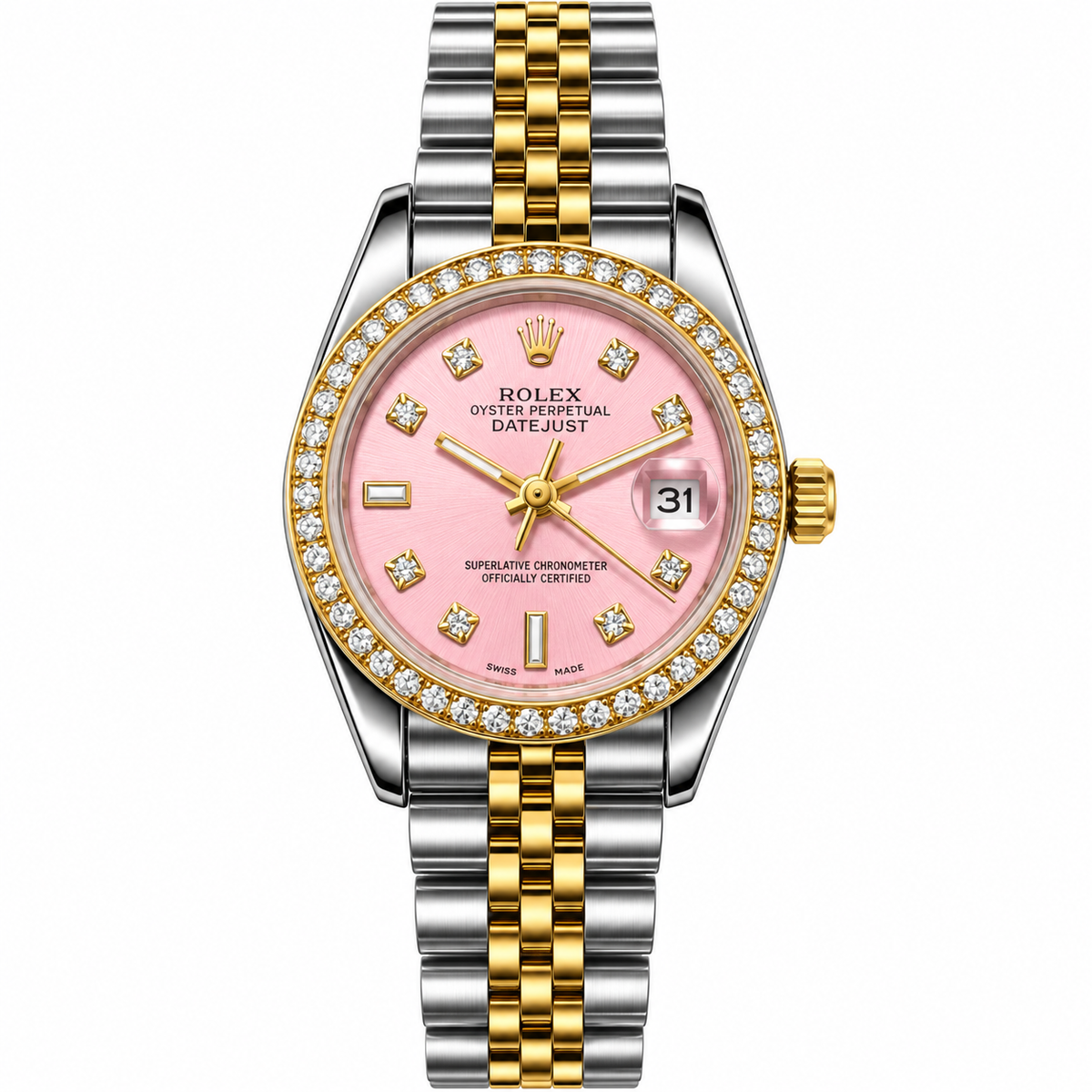 Rolex Luxury  Diamond Datejust Style Watch – Jubilee Bracelet For Women