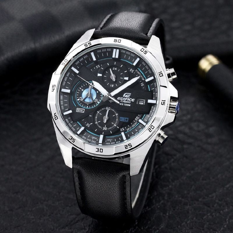 Casio Edifice EFR-556 Chronograph Leather Watch For Men All Functions ( Limited Stock)