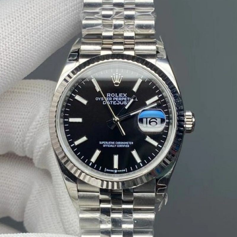 % premium quality rolex date just jam tangan Lelaki Automatik/ men's automatic watch silver black 36mm diameter