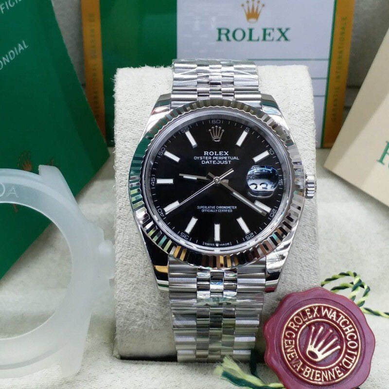 % premium quality rolex date just jam tangan Lelaki Automatik/ men's automatic watch silver black 36mm diameter