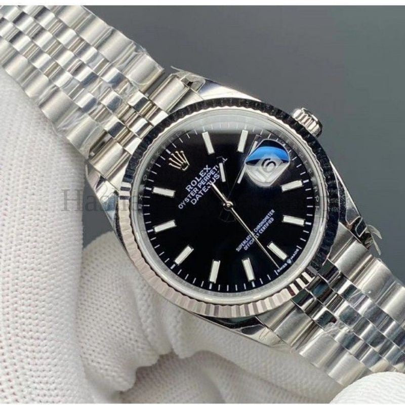 % premium quality rolex date just jam tangan Lelaki Automatik/ men's automatic watch silver black 36mm diameter